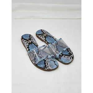 Aldo blue Snakeskin Clear Strap Women's Slides size 6.5M
